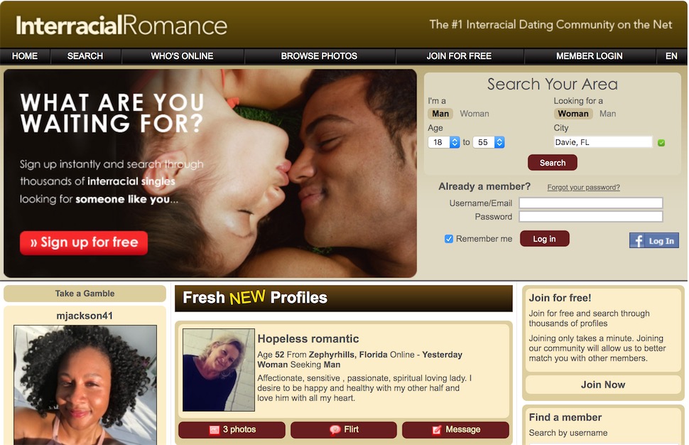 InterracialRomance is not a hookup site... www.interracialromance.com. 